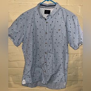 Blue Shortsleeved Pineapple Dress Shirt